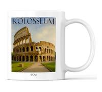 favplace Tasse à café avec motif de villes Colisée Rome - Idée cadeau ou cadeau pour les voyages ou la maison - Tasse à café de voyage 330 ml blanche