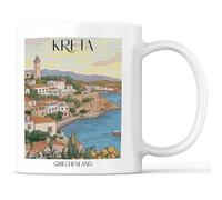 favplace Tasse à café avec motif de villes Crète Grèce - Idée cadeau ou cadeau pour les voyages ou la maison - Tasse à café de voyage 330 ml blanche