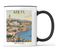 favplace Tasse à café avec motif de villes Crete Grèce - Idée cadeau ou cadeau pour les voyages ou la maison - Tasse à café de voyage 330 ml noire