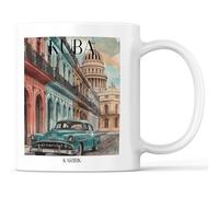 favplace Tasse à café avec motif de villes Cuba Caraïbes - Idée cadeau ou cadeau pour les voyages ou la maison - Tasse à café de voyage 330 ml blanche
