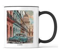 favplace Tasse à café avec motif de villes Cuba Caraïbes - Idée cadeau ou cadeau pour les voyages ou la maison - Tasse à café de voyage 330 ml noire