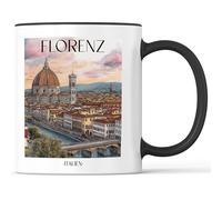 favplace Tasse à café avec motif de villes Florence Toscane Italie - Idée cadeau ou cadeau pour les voyages ou la maison - Tasse à café de voyage 330 ml noire