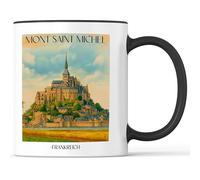 favplace Tasse à café avec motif de villes Le Mont Saint Michel France - Idée cadeau ou cadeau pour les voyages ou la maison - Tasse à café de voyage 330 ml noire