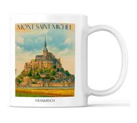 favplace Tasse à café avec motif de villes Le Mont Saint Michel France - Idée cadeau ou cadeau pour les voyages ou la maison - Tasse à café de voyage 330 ml blanche