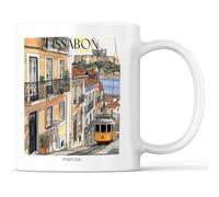 favplace Tasse à café avec motif de villes Lisbonne Portugal - Idée cadeau ou cadeau pour les voyages ou la maison - Tasse à café de voyage 330 ml blanche