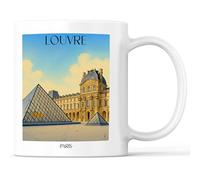favplace Tasse à café avec motif de villes Louvre Paris - Idée cadeau ou cadeau pour les voyages ou la maison - Tasse à café de voyage 330 ml blanche