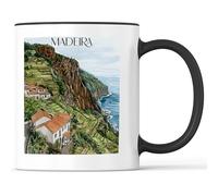 favplace Tasse à café avec motif de villes Madère Portugal - Idée cadeau ou cadeau pour les voyages ou la maison - Tasse à café de voyage 330 ml noire
