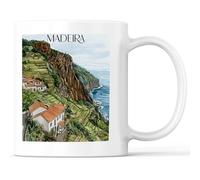 favplace Tasse à café avec motif de villes Madère Portugal - Idée cadeau ou cadeau pour les voyages ou la maison - Tasse à café de voyage 330 ml blanche