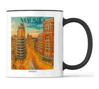 favplace Tasse à café avec motif de villes Madrid Espagne - Idée cadeau ou cadeau pour les voyages ou la maison - Tasse à café de voyage 330 ml noire