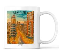 favplace Tasse à café avec motif de villes Madrid Espagne - Idée cadeau ou cadeau pour les voyages ou la maison - Tasse à café de voyage 330 ml blanche