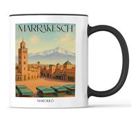 favplace Tasse à café avec motif de villes Marrakech Maroc - Idée cadeau ou cadeau pour les voyages ou la maison - Tasse à café de voyage 330 ml noire