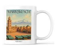 favplace Tasse à café avec motif de villes Marrakech Maroc - Idée cadeau ou cadeau pour les voyages ou la maison - Tasse à café de voyage 330 ml blanche