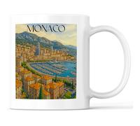 favplace Tasse à café avec motif de villes Monaco Côte d'Azur - Idée cadeau ou cadeau pour les voyages ou la maison - Tasse à café de voyage 330 ml blanche