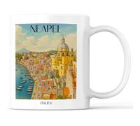 favplace Tasse à café avec motif de villes Naples Italie - Idée cadeau ou cadeau pour les voyages ou la maison - Tasse à café de voyage 330 ml blanche