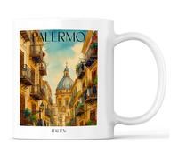 favplace Tasse à café avec motif de villes Palerme Sicile Italie - Idée cadeau ou cadeau pour les voyages ou la maison - Tasse à café de voyage 330 ml blanche