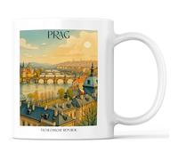favplace Tasse à café avec motif de villes Prague République tchèque - Idée cadeau ou cadeau pour les voyages ou la maison - Tasse à café de voyage 330 ml blanche