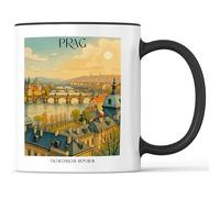 favplace Tasse à café avec motif de villes Prague République tchèque - Idée cadeau ou cadeau pour les voyages ou la maison - Tasse à café de voyage 330 ml noire
