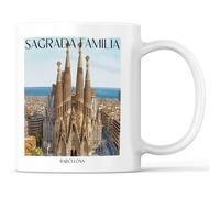 favplace Tasse à café avec motif de villes Sagrada Familia Barcelone - Idée cadeau ou cadeau pour les voyages ou la maison - Tasse à café de voyage 330 ml blanche