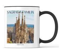 favplace Tasse à café avec motif de villes Sagrada Familia Barcelone - Idée cadeau ou cadeau pour les voyages ou la maison - Tasse à café de voyage 330 ml noire