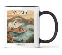 favplace Tasse à café avec motif de villes Sydney Australie - Idée cadeau ou cadeau pour les voyages ou la maison - Tasse à café de voyage 330 ml noire