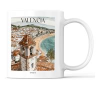 favplace Tasse à café avec motif de villes Valence Espagne - Idée cadeau ou cadeau pour les voyages ou la maison - Tasse à café de voyage 330 ml blanche