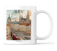 favplace Tasse à café avec motif de villes Vienne Autriche - Idée cadeau ou cadeau pour les voyages ou la maison - Tasse à café de voyage 330 ml blanche