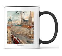 favplace Tasse à café avec motif de villes Vienne Autriche - Idée cadeau ou cadeau pour les voyages ou la maison - Tasse à café de voyage 330 ml noire