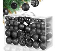 Favuit Lot de 100 boules de Noël en plastique - Décorations d'arbre de Noël - Boules de Noël - Boules de sapin de Noël - Décorations de Noël (Noir)