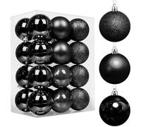 Favuit Lot de 24 Boules de Noël, Décoratives Noel Sapin Boules de Noël à Plastique Christmas Boule Decoration Suspendre Réutilisable pour Arbre de Noël Mariage Fête Anniversaire