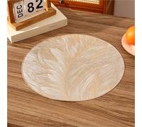 FAWFCJD 6pcs Round PVC Placemats Place Mats pour Table à Manger Table Ronde Hollow Mats de Table Non glissable Washable Table Runner Runner Placemats imperméables pour la Cuisine Décor(Gold)