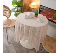 FAWFCJD Nappe en Dentelle Au Crochet avec Nappe en Dentelle Beige Perle Nappe Rectangulaire en Dentelle Brodée De Fleurs Tissu en Dentelle Boho Nappe Rustique en Dentelle for Mariage(100 * 140cm)