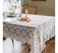 FAWFCJD Nappe en Dentelle Blanche Nappe en Crochet Faite À La Main Minable Nappe De Table À Fleurs Rondes Blanches Nappe De Table Rectangulaire Romantique Nappe Table Motif Dentelle(130 * 160cm)