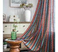 FAWFCJD Rideaux Colorés De Style Bohème, Rideaux Vintage avec Pompons, Demi-occultants, en Coton Et Lin, Rideau De Fenêtre Texturé en Lin De Style Bohème for Le Salon(Size:150x200cm)