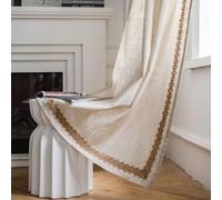 FAWFCJD Rideaux en Lin Boho for Salon, Panneau De Rideaux Semi-occultants avec Bord en Corde De Chanvre, Rideaux À Motif De Drapé Assombrissant for Porte Coulissante en Verre(Size:140x180cm)