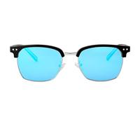 Fawler by Trendhim Lunettes de soleil polarisées Browline | Noir et bleu | Protection UV400 | Verres miroir | Forme carrée | Design danois, Noir