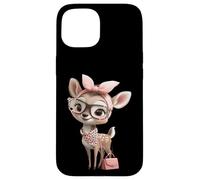 Fawn Baby Deer Lunettes léopard Rose Girly Glam Graphic Sharp Coque pour iPhone 15