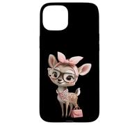 Fawn Baby Deer Lunettes léopard Rose Girly Glam Graphic Sharp Coque pour iPhone 15 Plus