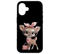 Fawn Baby Deer Lunettes léopard Rose Girly Glam Graphic Sharp Coque pour iPhone 16
