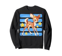 Fawn Mignon avec étoiles Bleues rayées Animaux de la forêt Sweatshirt