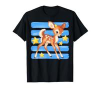 Fawn Mignon avec étoiles Bleues rayées Animaux de la forêt T-Shirt