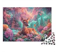 Fawn Repose Parmi Les Fleurs en Floraison 1000 Pieces Jigsaw Puzzle for Adults Faune Sauvage Cadeau D’Anniversaire Loisir Créatif Décoration De La Maison 38x26cm/1000pcs