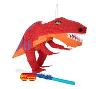 Fax Potato Ensemble Pinata T-Rex avec Bâton et Bandeau - Bâton Bleu - 3pc Mexicain Enfants Filles Garçons Fête d'anniversaire Fêtes Jeux Décorations Trousse