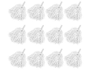Faxco Lot de 12 pompons en plastique pour pom-pom girl, pour le sport et la danse (blanc)