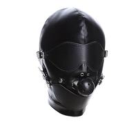 Faxianther Cagoule en Cuir PU avec Bâillon Boule Détachable Diamètre 4,5 cm pour Adultes BDSM