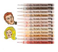 Faxianther Lot de 12 Feutres Acryliques de Couleurs de Peaux, Pointe de 0,7 mm pour Peinture sur Mur, Toile, Pierre, Bois et Corporelle