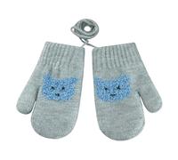 Faxianther Moufle d'Hiver en Tricot Motif à Ours pour Bébé Garçon Fille de 0-3 ans Mignon Gants Tricotés Chaud Épais avec Cordon Coupe-vent