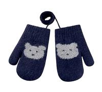 Faxianther Moufle d'Hiver en Tricot Motif à Ours pour Bébé Garçon Fille de 0-3 ans Mignon Gants Tricotés Chaud Épais avec Cordon Coupe-vent