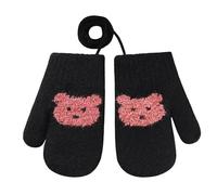 Faxianther Moufle d'hiver en Tricot Motif à Ours pour Bébé Garçon Fille de 0-3 Ans Mignon Gants Tricotés Chaud Épais avec Cordon Coupe-Vent
