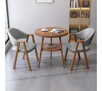 FAXJRU 60 cm Ensemble de Table à Manger Ronde avec Chaises, Table de Cuisine, Table de Réception Moderne et 2 Chaises, Chaises en Cuir PU/Coton Lin(Gray B,80cm/31.5in)