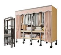 FAXJRU Armoire Portable Roues, Porte-vêtements Pliable Tissu, Penderie de Rangement avec Barre de Suspension et Étagères, avec Rangement pour Vestiaire Chambre Salle d'étude(Yellow,131cm/51.6in)